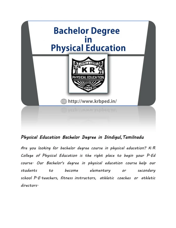Physical Education Bachelor Degree in Dindigul,Tamilnadu