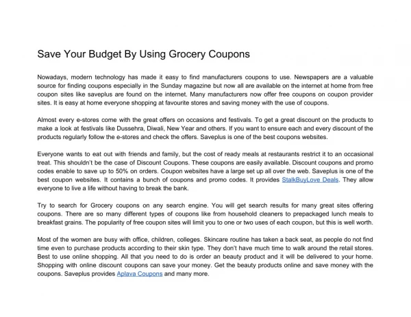 Save Your Budget By Using Grocery Coupons
