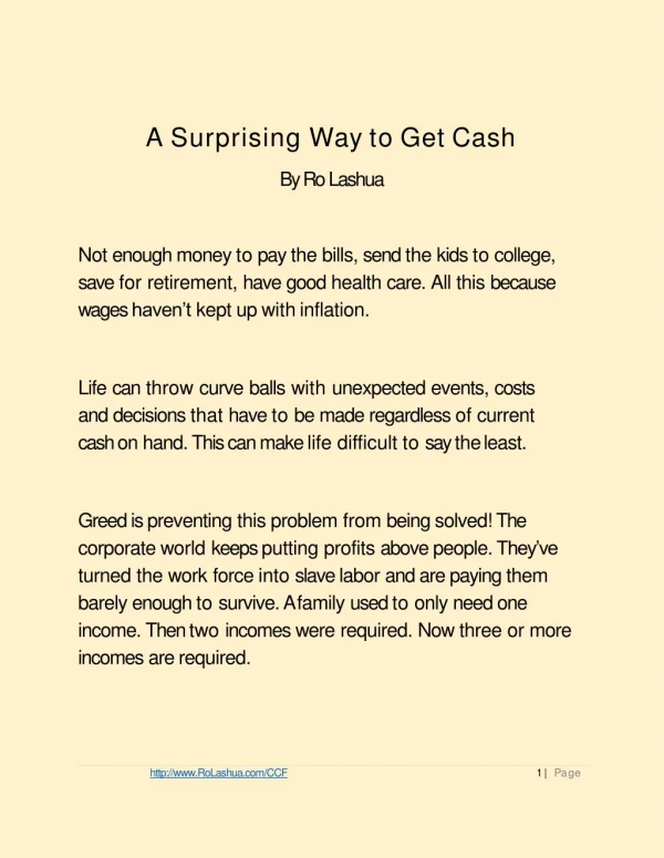 A Surprising Way to Get Cash|RoLashua