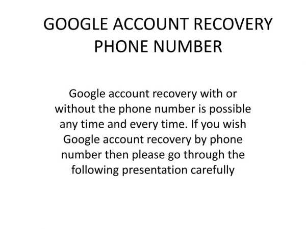 Google account recovery phone number
