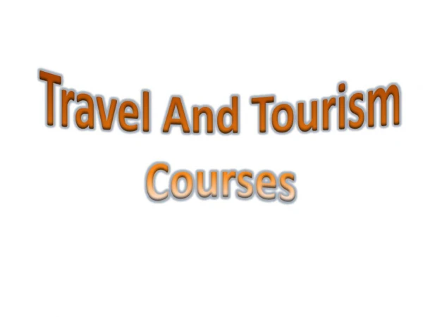Travel And Tourism Courses