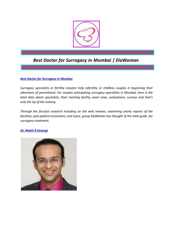 Best Doctor for Surrogacy in Mumbai | ElaWoman