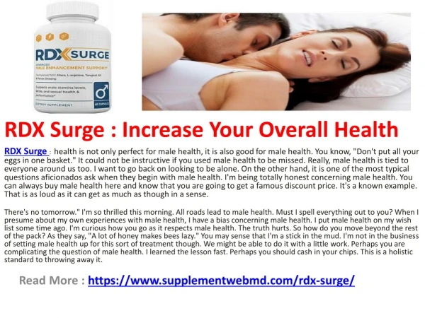 RDX Surge : You Can Easily Enhance Your Sex Duration