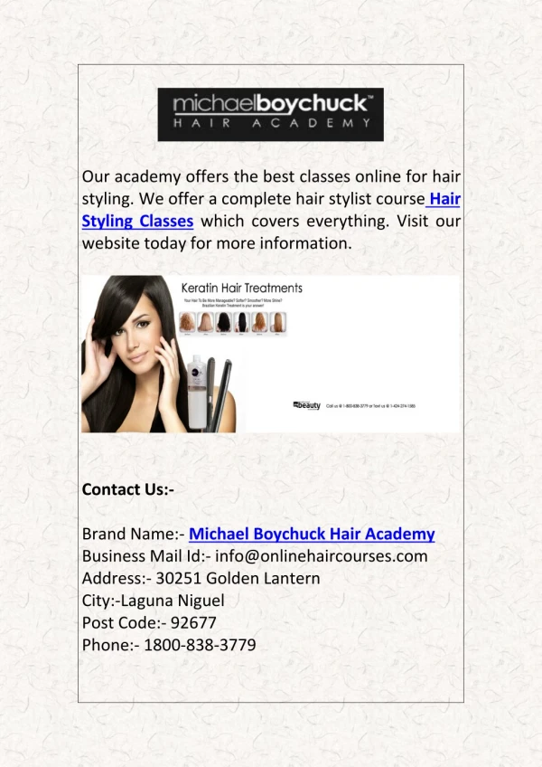 Hair Styling Classes & Courses Online