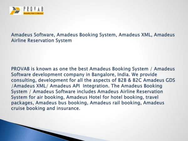 Amadeus Software, Amadeus Booking System, Amadeus XML