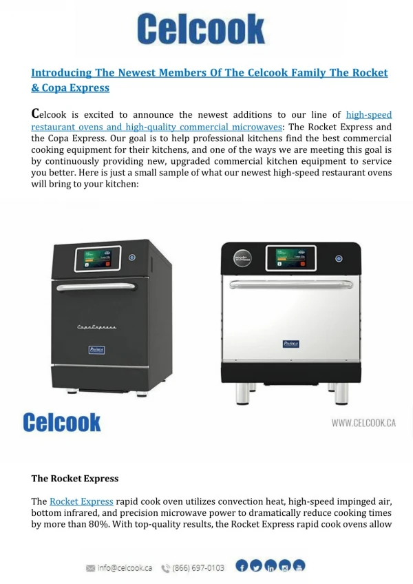 Celcook: Commercial Cooking Equipment in Canada