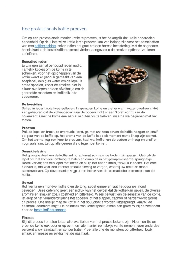 hoe professionals koffie proeven