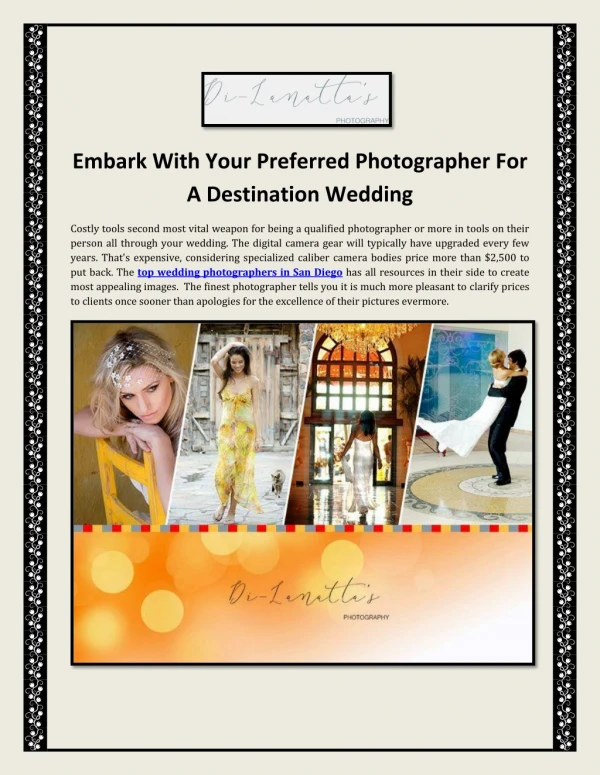 Embark With Your Preferred Photographer For A Destination Wedding