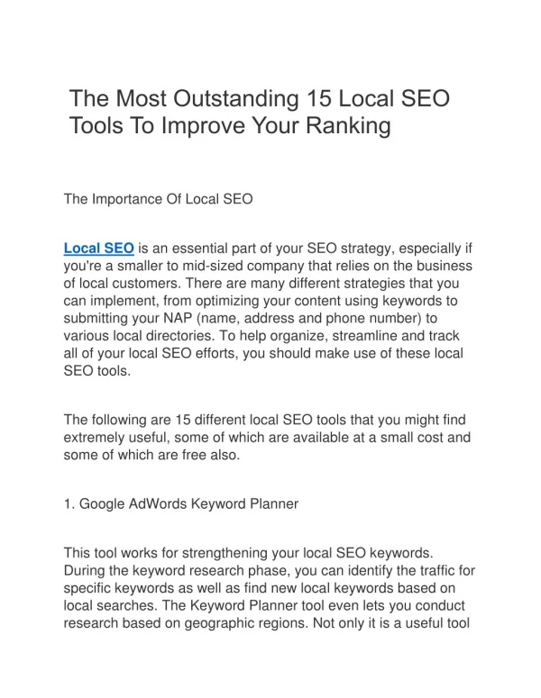 The Most Outstanding 15 Local SEO Tools To Improve Your Ranking