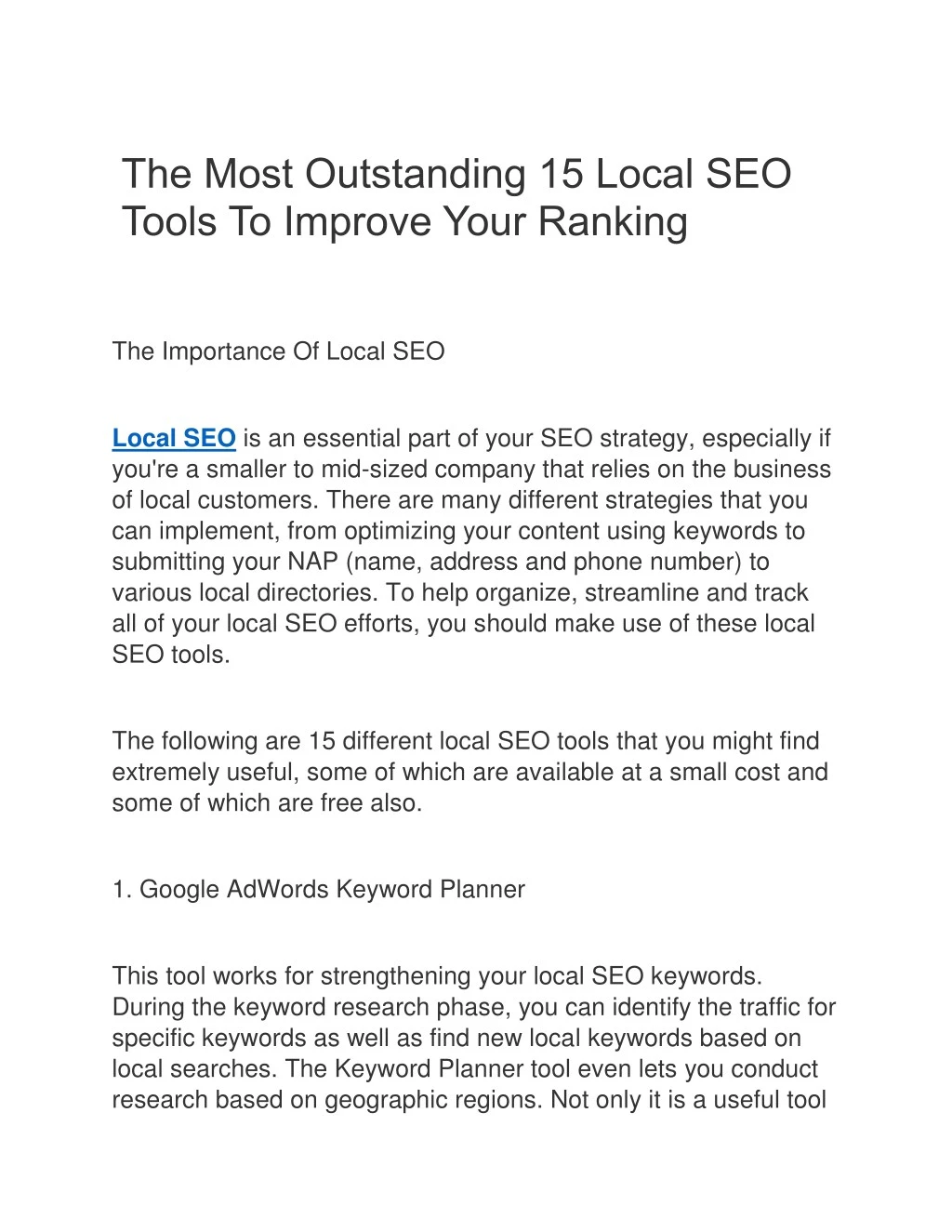 the most outstanding 15 local seo tools