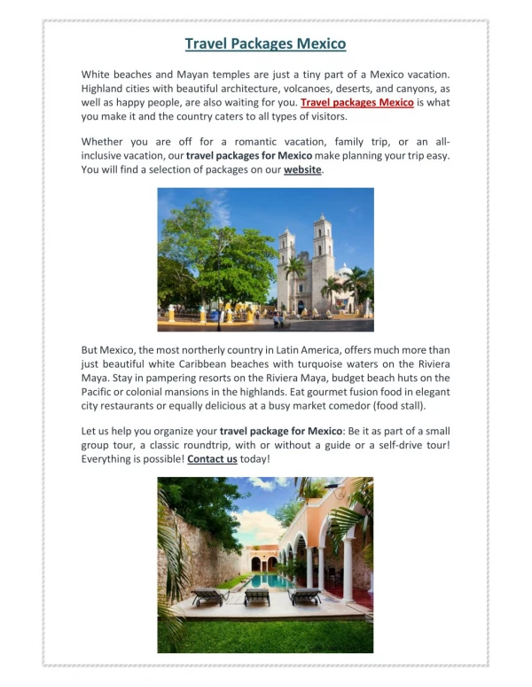 Mexico Travel Packages Guide by TropiQ Trips