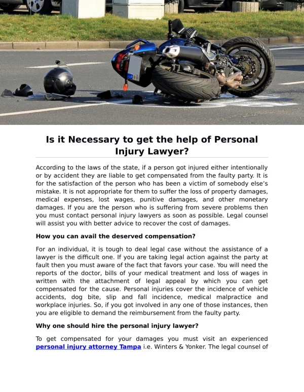 Is it Necessary to get the help of Personal Injury Lawyer?
