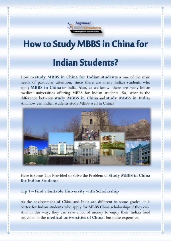 How to Study MBBS in China for Indian Students?