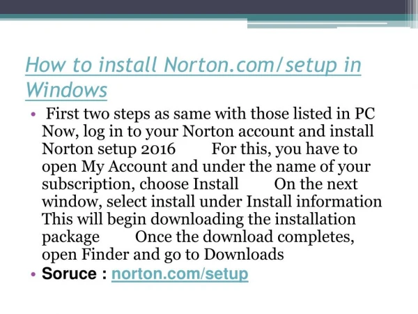 How to install Norton.com/setup in Windows