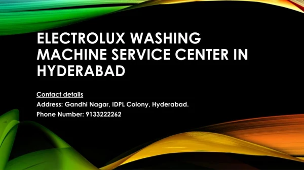 Electrolux washing machine service center in Hyderabad
