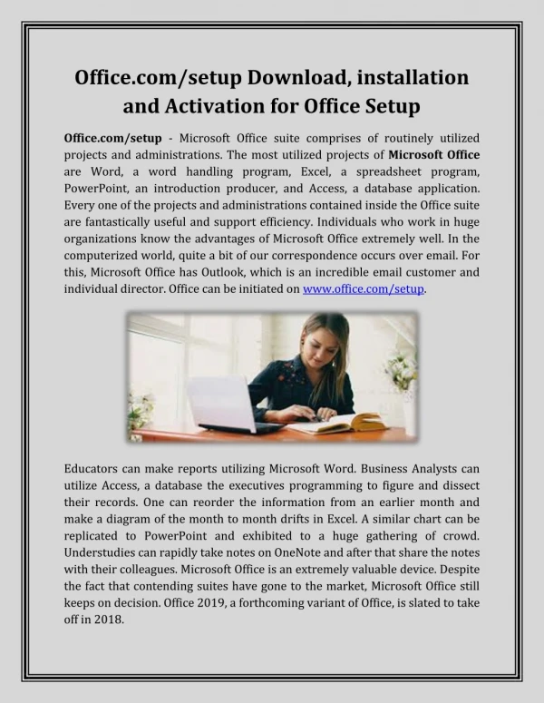 Installation and Activation for Office Setup | Office.com/setup