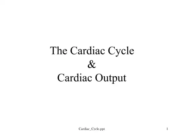 The Cardiac Cycle Cardiac Output