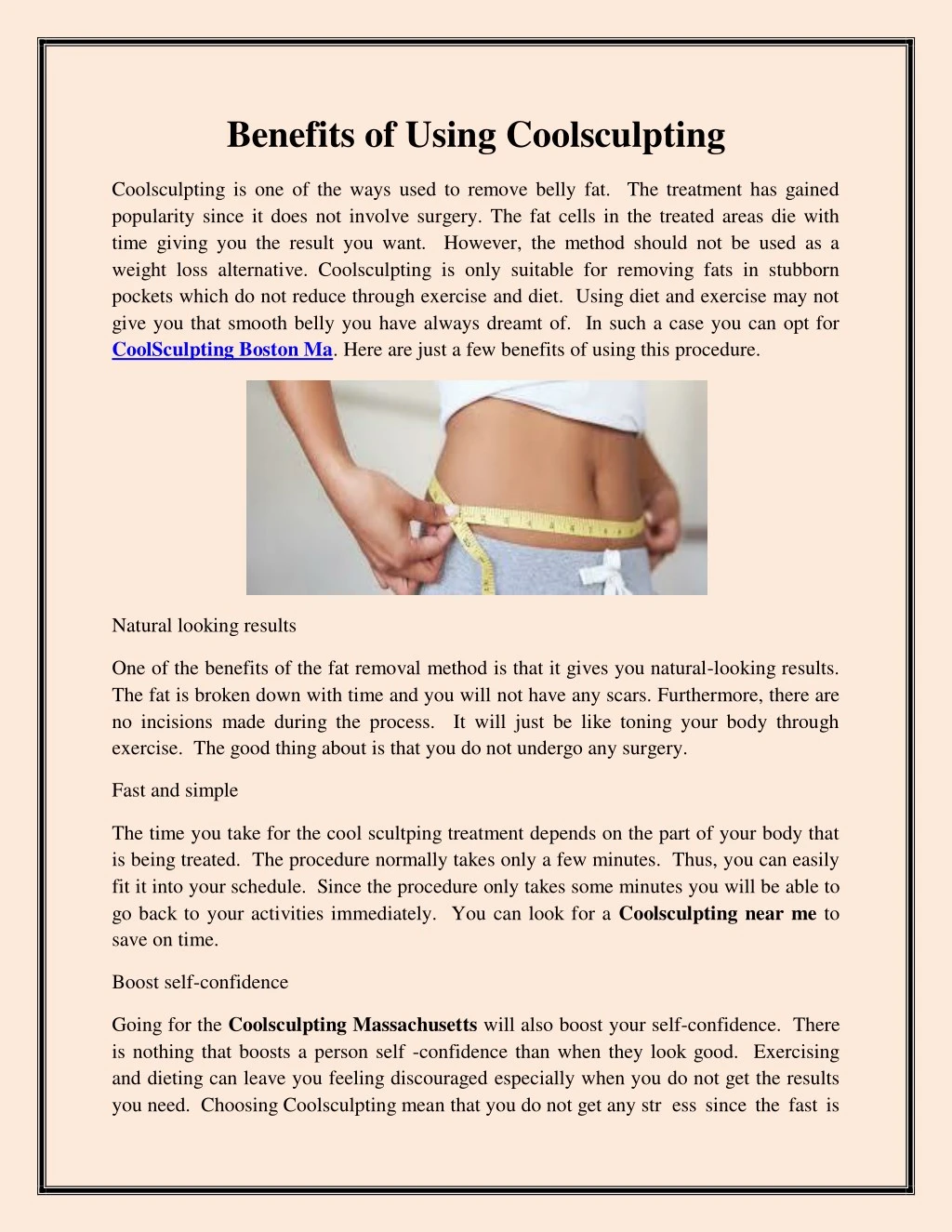 benefits of using coolsculpting