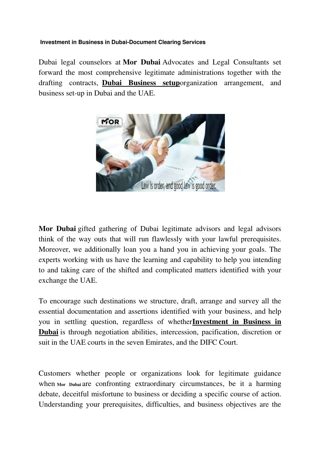 investment in business in dubai document clearing