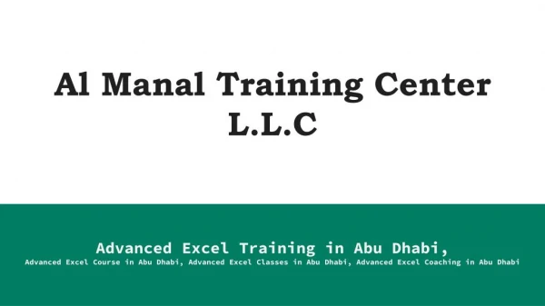 Advanced Excel Training in AbuDhabi