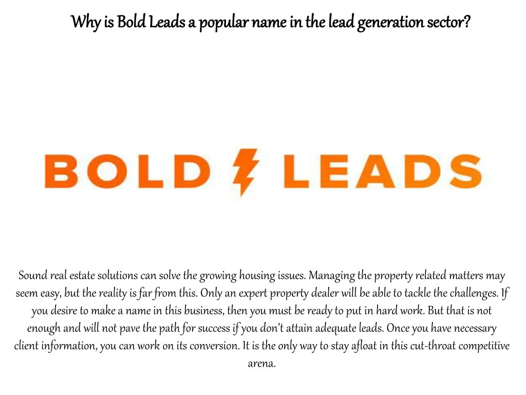 why is bold leads a popular name in the lead