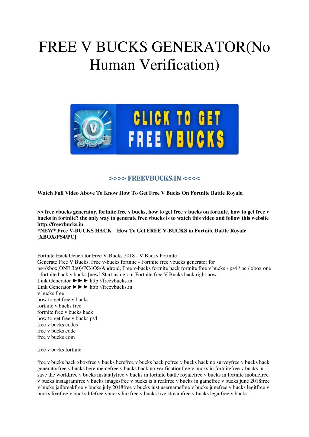 free v bucks generator no human verification
