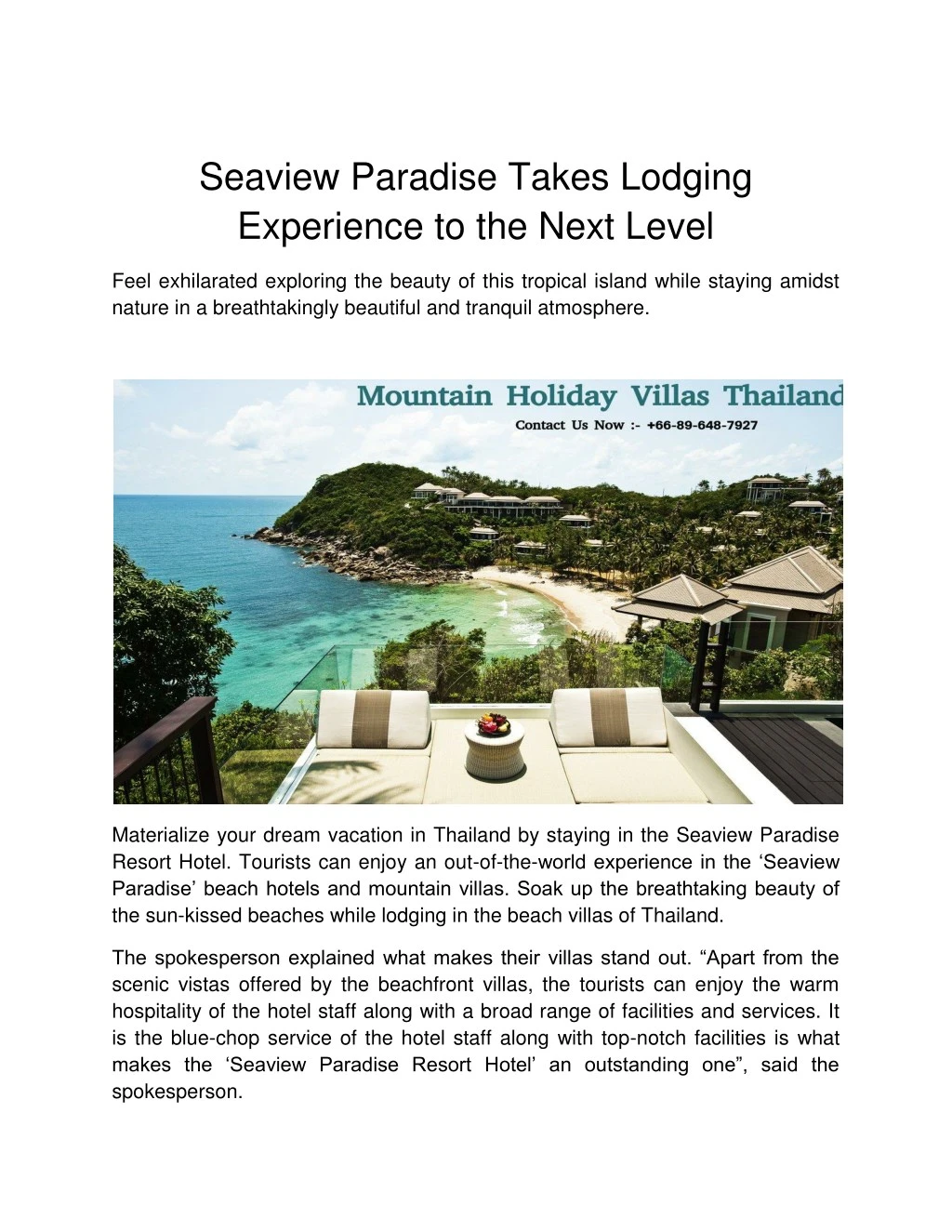 seaview paradise takes lodging experience