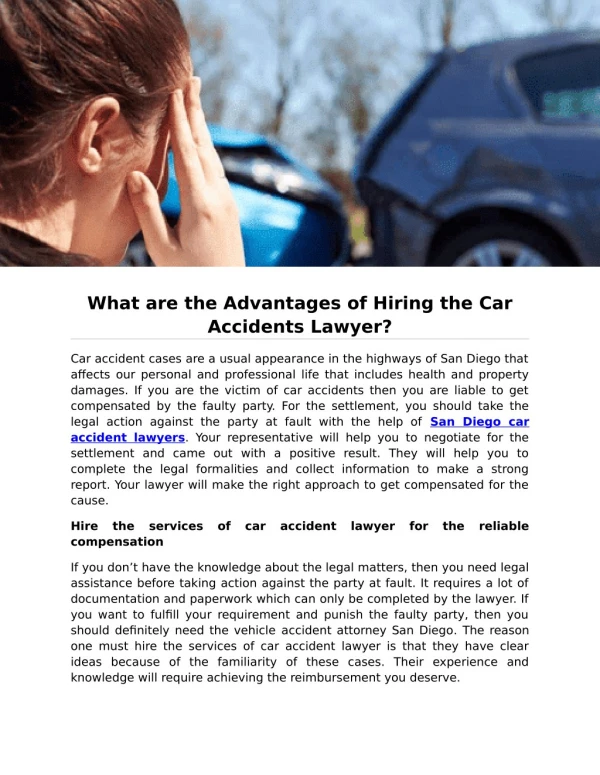 What are the Advantages of Hiring the Car Accidents Lawyer?/