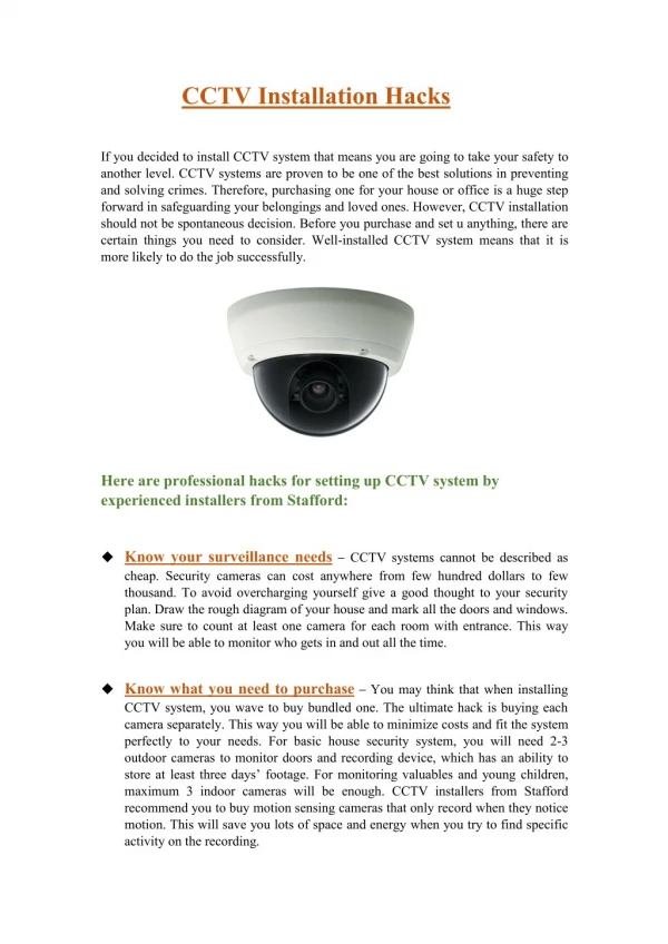 CCTV Installation Hacks