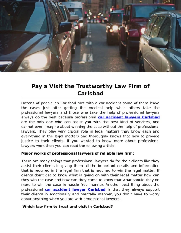 Pay a Visit the Trustworthy Law Firm of Carlsbad