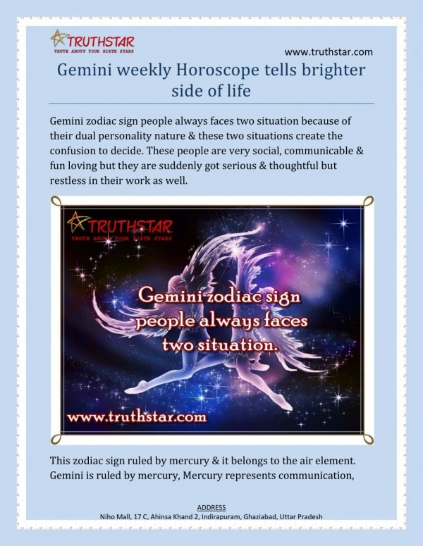Gemini weekly Horoscope tells brighter side of life