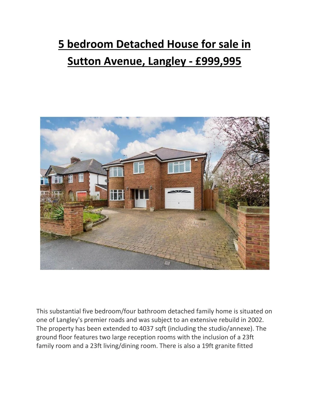 5 bedroom detached house for sale in sutton