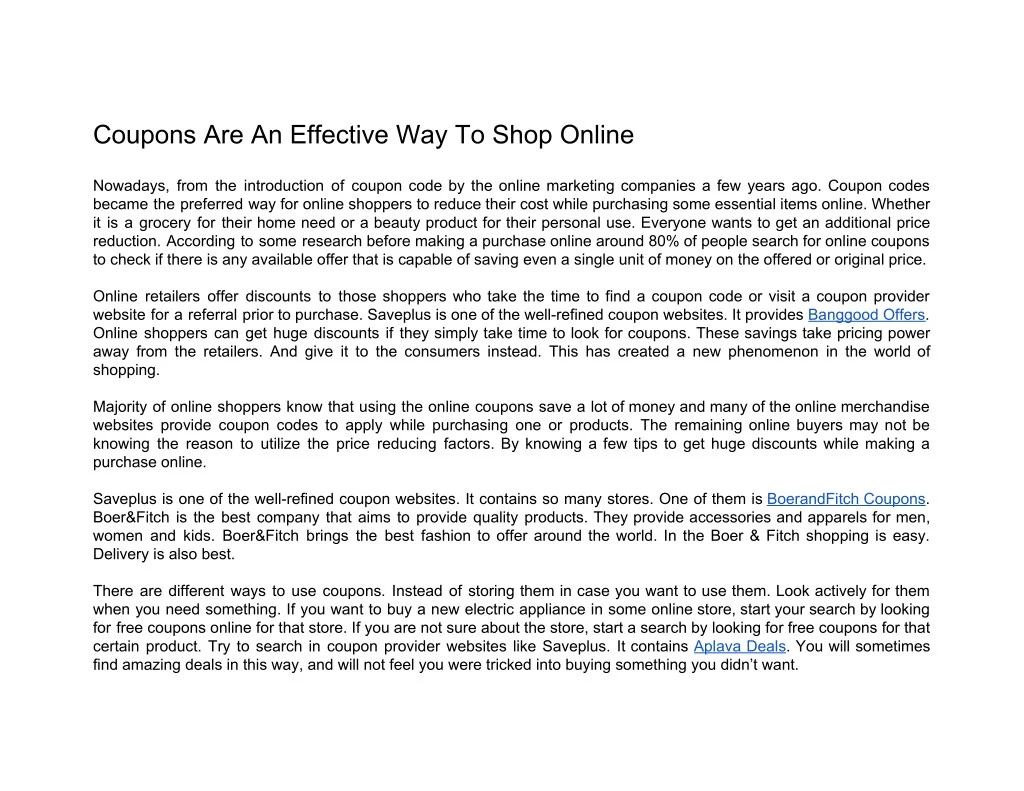 coupons are an effective way to shop online