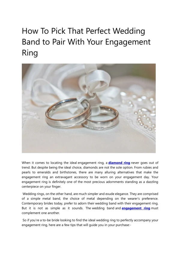 How To Pick That Perfect Wedding Band to Pair With Your Engagement Ring