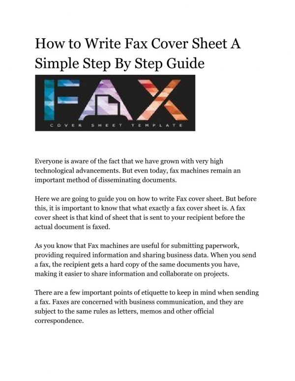 How to Write Fax Cover Sheet A Simple Step By Step Guide