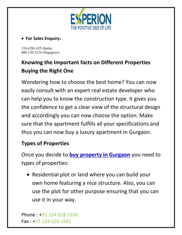 Knowing the Important facts on Different Properties Buying the Right One