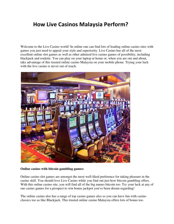 How Live Casinos Malaysia Perform (5 files merged)