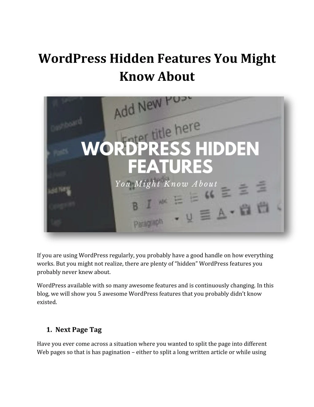wordpress hidden features you might know about