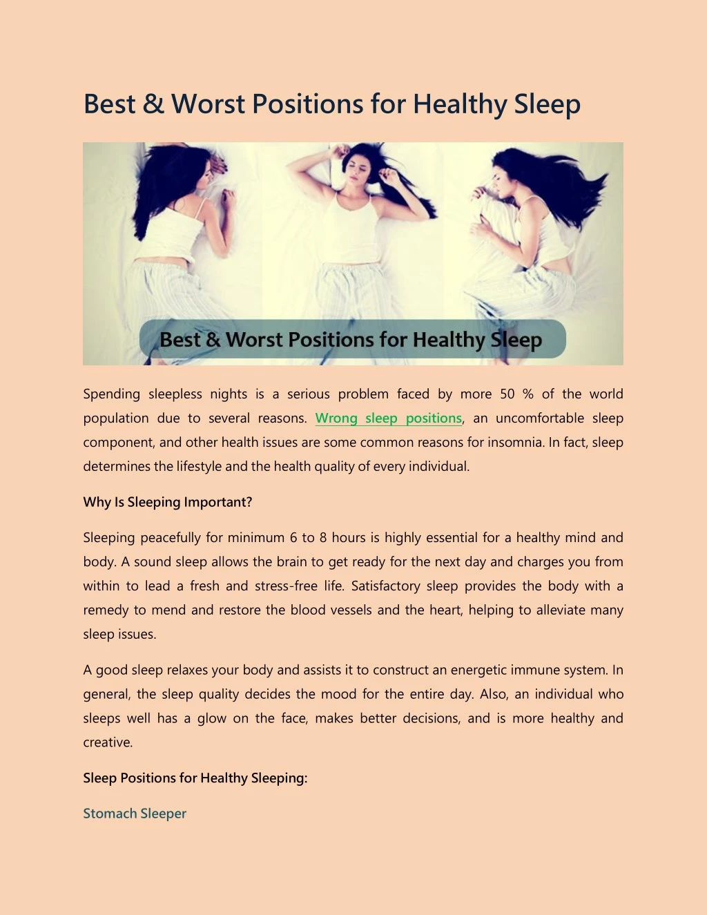 best worst positions for healthy sleep