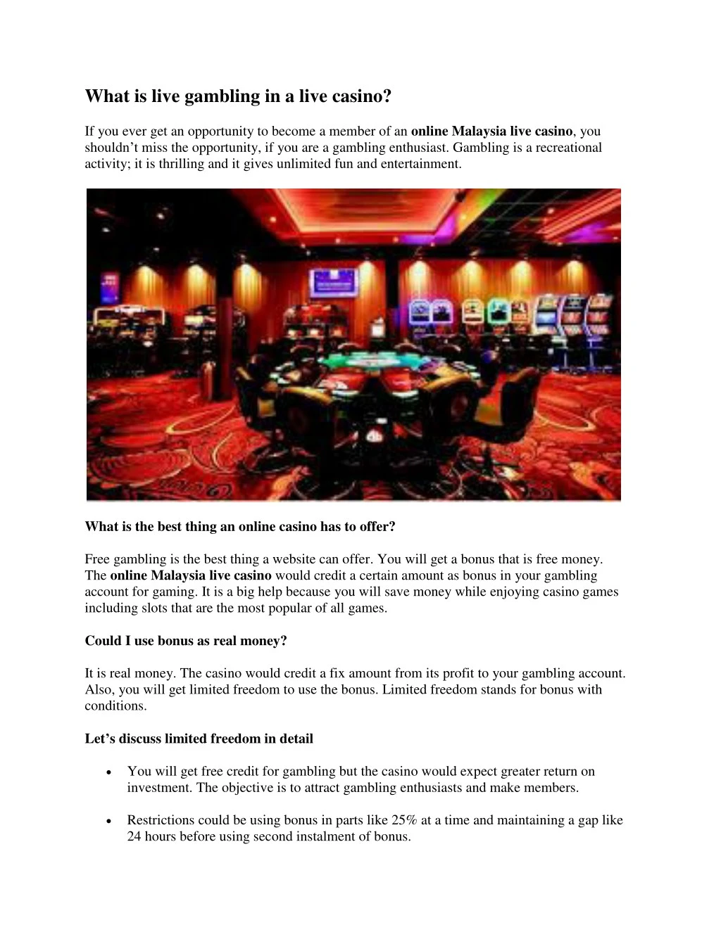 what is live gambling in a live casino