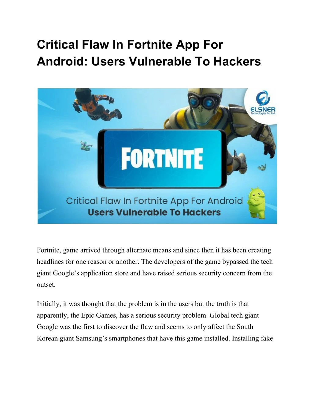 critical flaw in fortnite app for android users