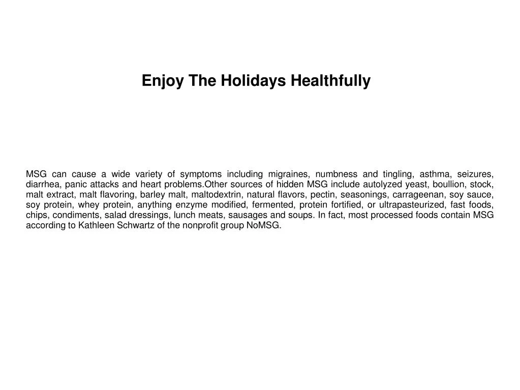 enjoy the holidays healthfully