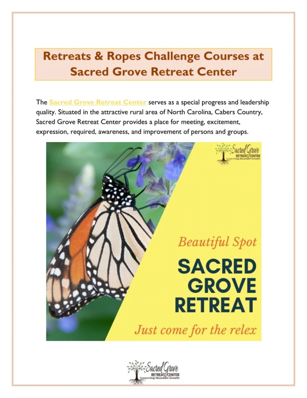 Retreats and Ropes Challenge Courses at Sacred Grove Retreat Center