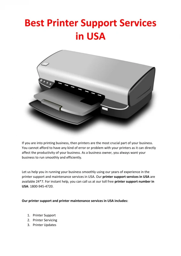Best printer support services provider in USA