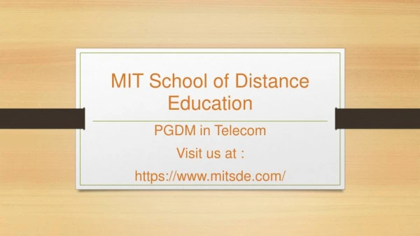 Post Graduate Diploma in Management - Telecom | MITSDE