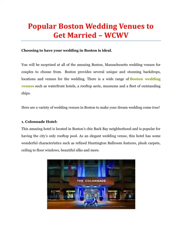 Popular Boston Wedding Venues to Get Married - WCWV