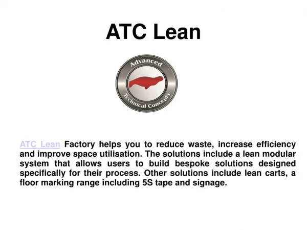 ATC Lean Manufacturing Ireland offers list of products