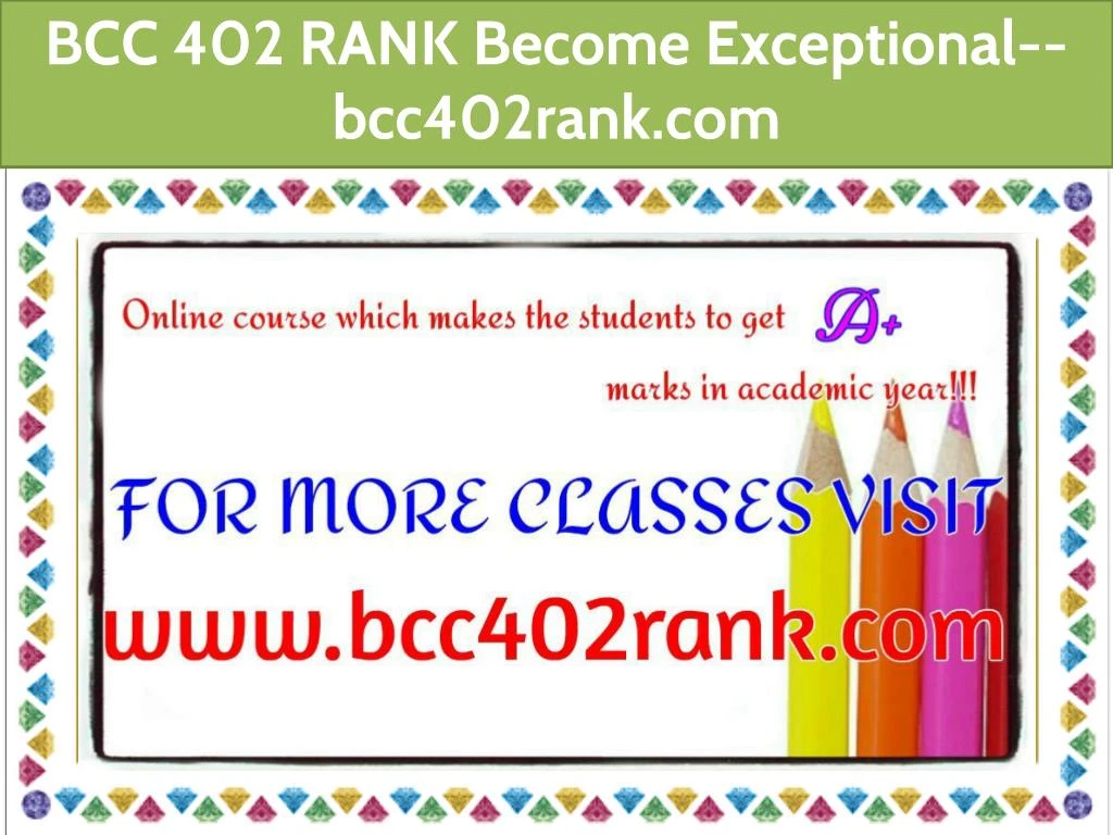 bcc 402 rank become exceptional bcc402rank com