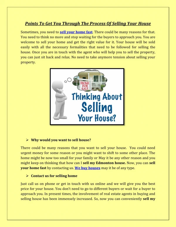 Points To Get You Through The Process Of Selling Your House