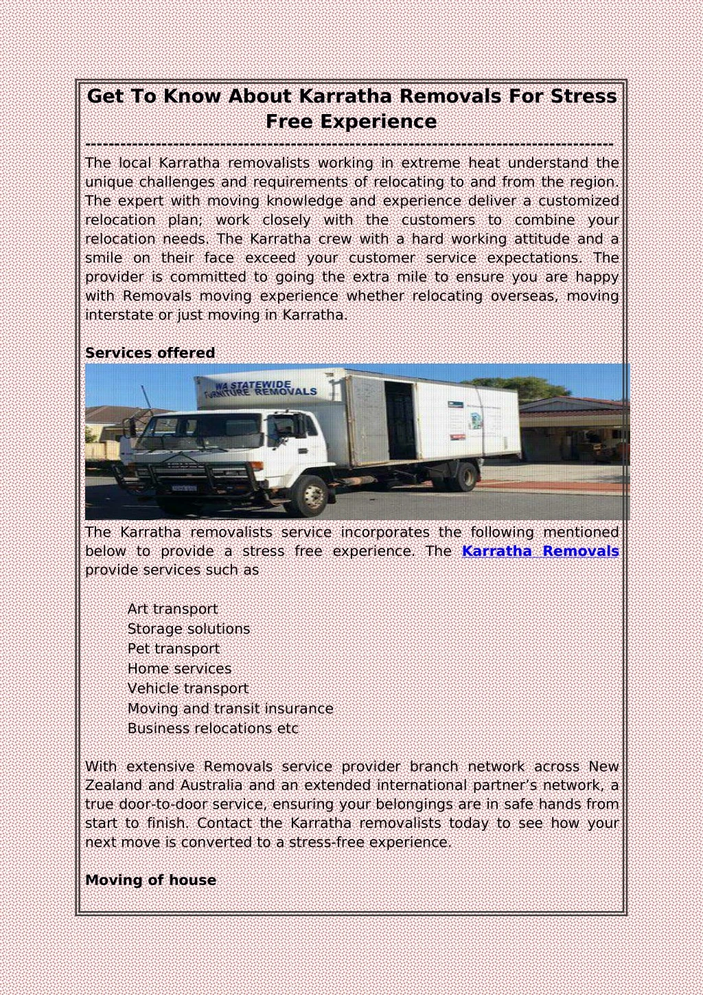get to know about karratha removals for stress